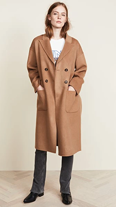 Anine Bing Womens Brown Dylan Double-breasted Relaxed-fit Wool And Cashmere Coat In Brown