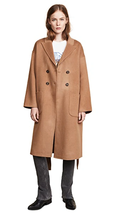 Anine Bing Womens Brown Dylan Double-breasted Relaxed-fit Wool And Cashmere Coat In Brown