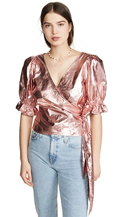 Shop Cinq À Sept Foil Theo Top In Tea Rose