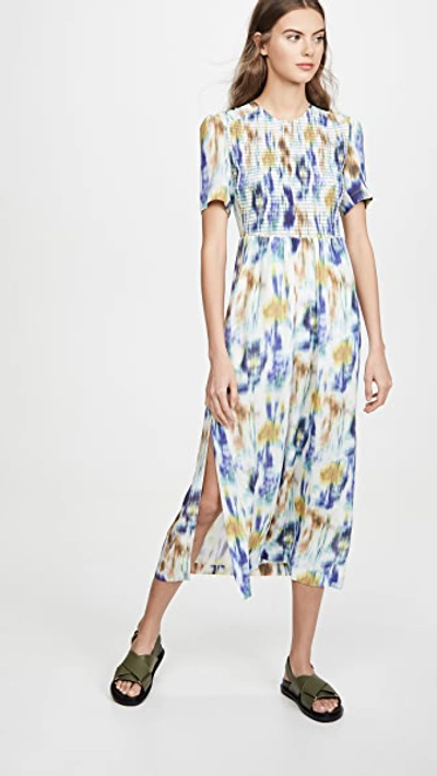 Shop Baum Und Pferdgarten Adamaris Dress In White Blue Floral Blur