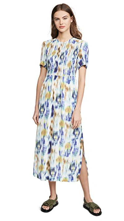Shop Baum Und Pferdgarten Adamaris Dress In White Blue Floral Blur