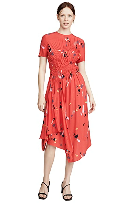 Shop Preen By Thornton Bregazzi Preen Line Violet Dress In Floral Paint Splash Red