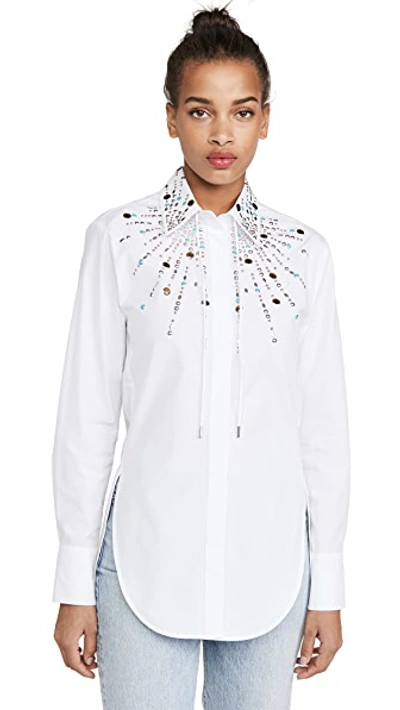 Shop Paco Rabanne Studded Button Down Shirt In White