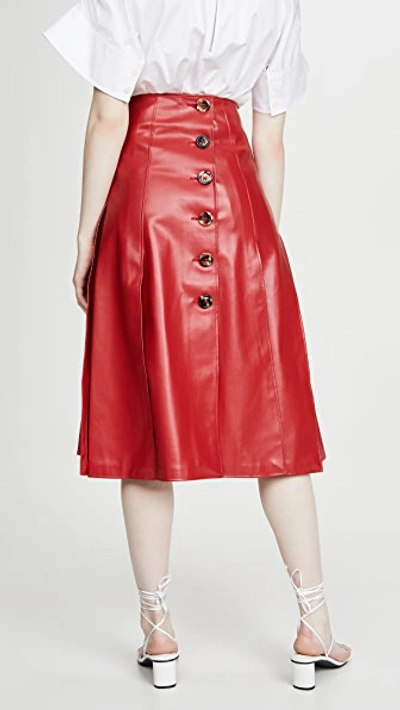 Shop A.w.a.k.e. Faux Leather Multi Panel Skirt In Red