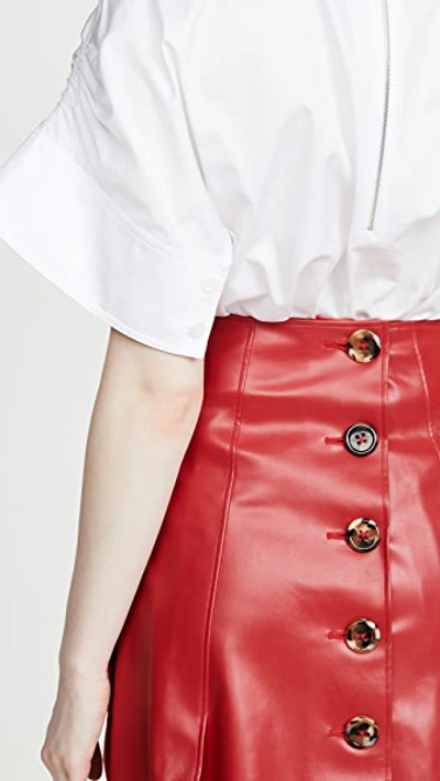 Shop A.w.a.k.e. Faux Leather Multi Panel Skirt In Red