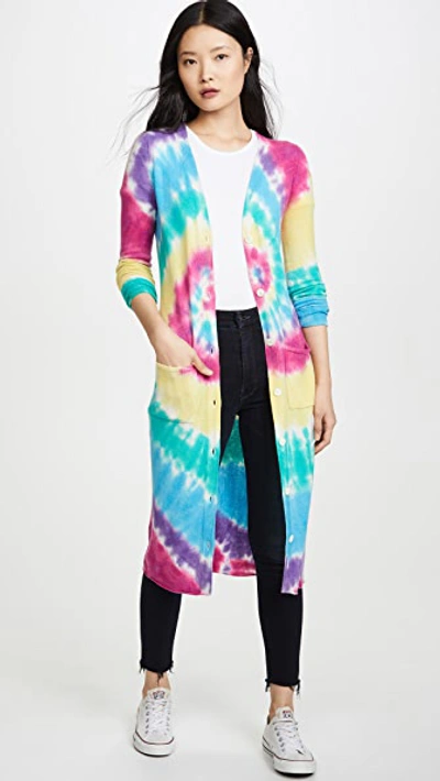 Shop Autumn Cashmere Cashmere Tie Dye Maxi Cardigan In Bright Multi