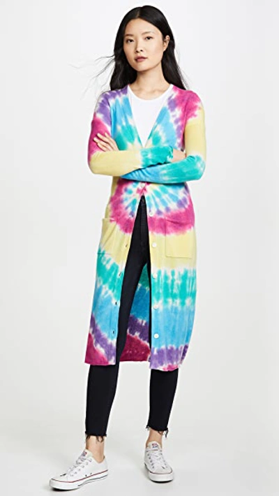 Shop Autumn Cashmere Cashmere Tie Dye Maxi Cardigan In Bright Multi