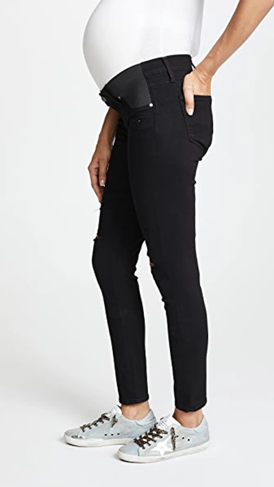 Shop Paige Maternity Verdugo Ultra Skinny Jeans In Black Shadow Destructed