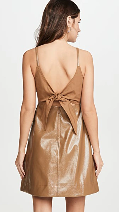 Shop Ganni Patent Faux Leather Mini Dress In Ermine
