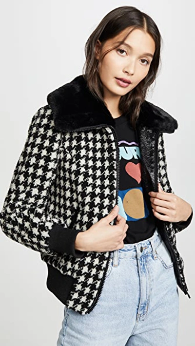 Jocelyn Teddy Bomber Jacket In Black white ModeSens