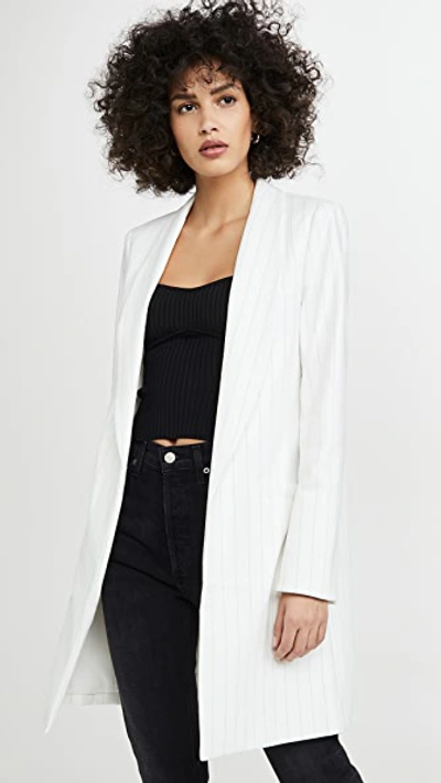 Shop Alice And Olivia Kylie Long Easy Shawl Collar Jacket In White/black