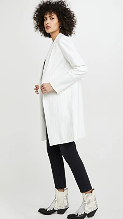 Shop Alice And Olivia Kylie Long Easy Shawl Collar Jacket In White/black
