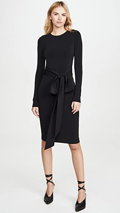 Shop Alice And Olivia Delora Long Sleeve Tie Waist Dress In Black