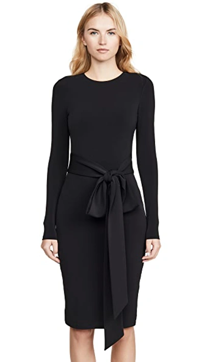 Shop Alice And Olivia Delora Long Sleeve Tie Waist Dress In Black