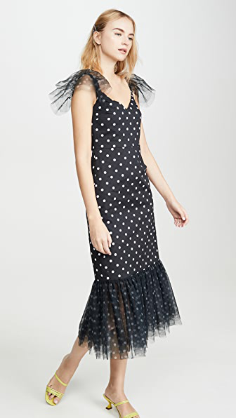 Staud Marwa Ruffled Polka-dot Cotton 