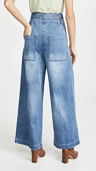 Shop Tibi Stella Full Length Jeans In Vintage Stone Wash