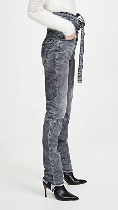 Shop Ben Taverniti Unravel Project Stonewash Corset Sraight Leg Jeans In Black