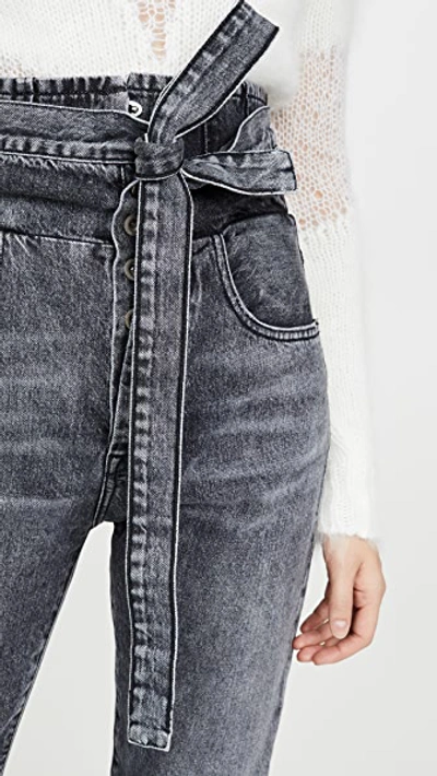 Shop Ben Taverniti Unravel Project Stonewash Corset Sraight Leg Jeans In Black