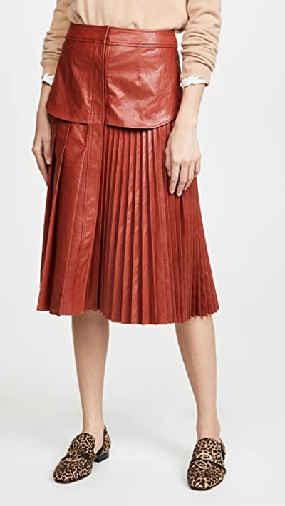 Shop Cedric Charlier Eco Faux Leather Skirt In Red