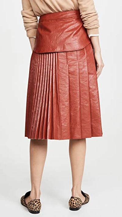 Shop Cedric Charlier Eco Faux Leather Skirt In Red