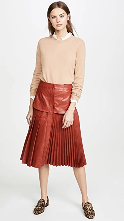 Shop Cedric Charlier Eco Faux Leather Skirt In Red