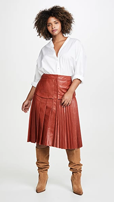 Shop Cedric Charlier Eco Faux Leather Skirt In Red