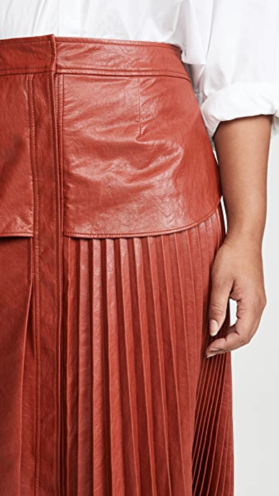 Shop Cedric Charlier Eco Faux Leather Skirt In Red