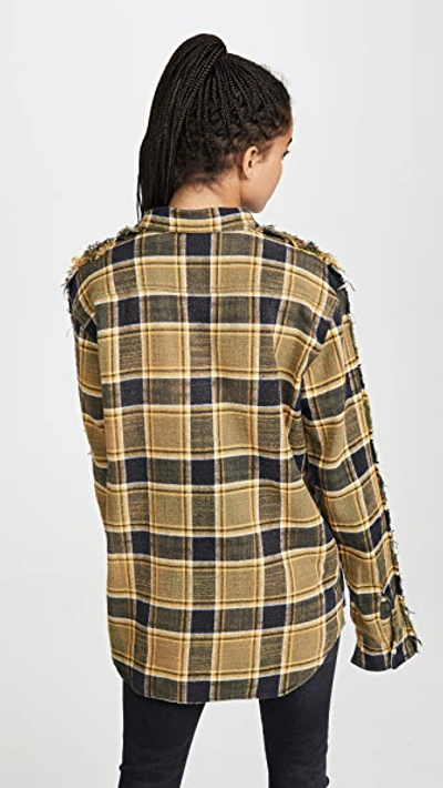 Shop R13 Mended Shirt In Blue With Green Plaid