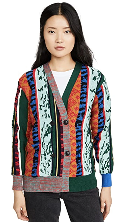 Shop Toga Wide Rib Knit Cardigan In Red