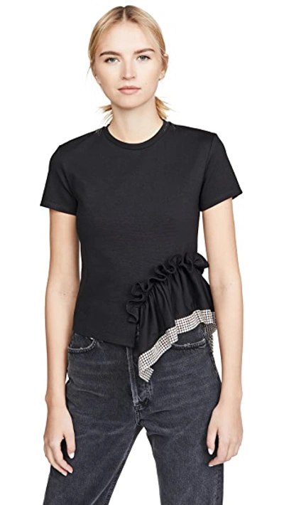 Shop Area Ponte Jersey Crystal Peplum T-shirt In Black