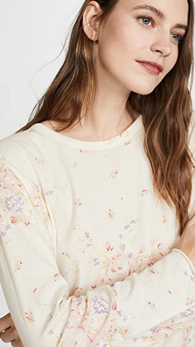 Shop The Great The Long Sleeve Sleep Tee In Washed White Garden Rose