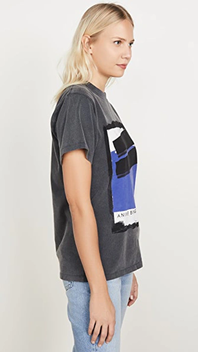 Shop Anine Bing Georgie Blue Painting Tee In Washed Black