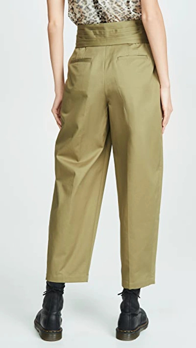 Shop Alexander Wang Cotton Tie Front Waist Trousers In Field Green