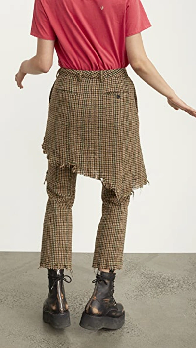 Shop R13 Double Classic Trousers In Brown Houndstooth