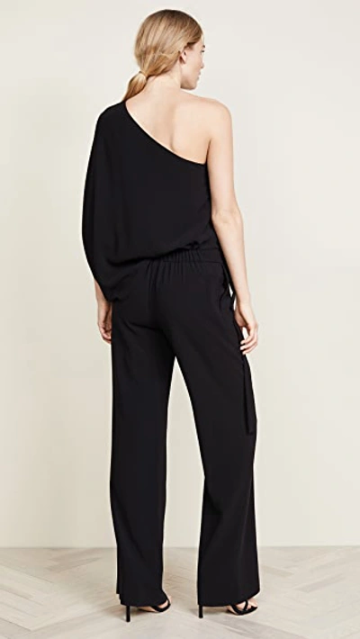 Shop Halston Heritage Asymmetrical Wide Leg Jumpsuit In Black