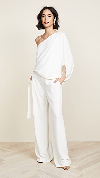 halston jumpsuit white