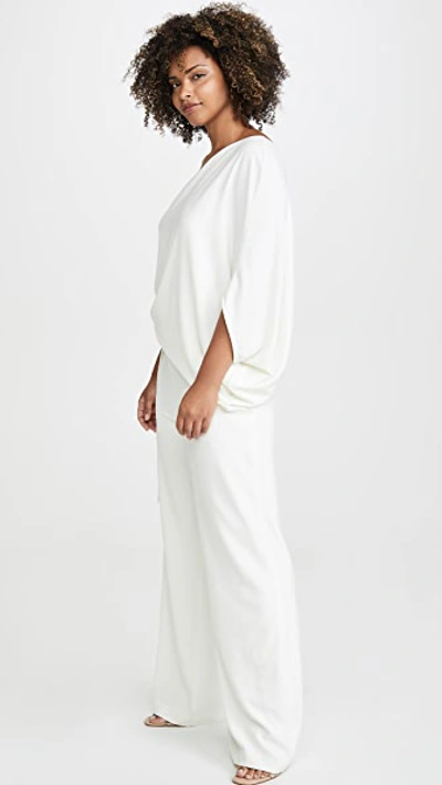 Shop Halston Heritage Asymmetrical Wide Leg Jumpsuit In Chalk