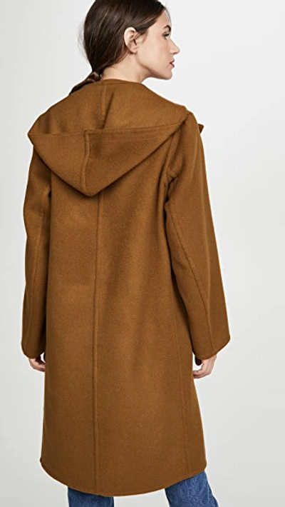 Shop Vince Hooded Coat In Teakwood