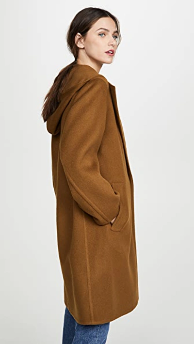 Shop Vince Hooded Coat In Teakwood