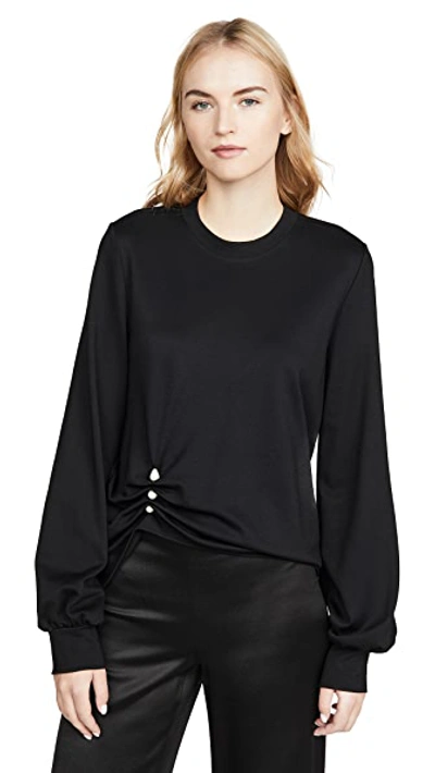 Shop Adeam Imitation Pearl Sweatshirt In Black