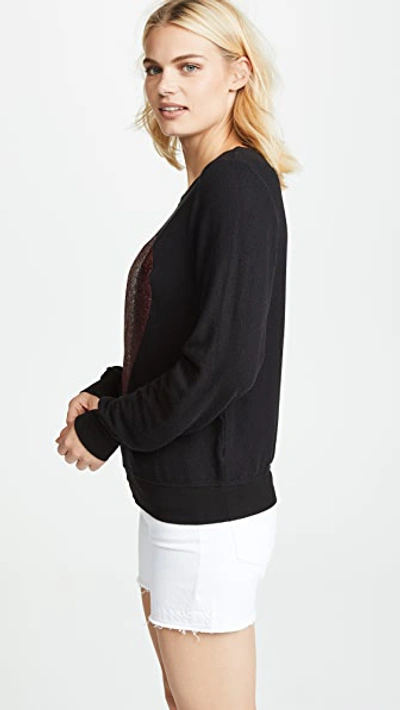 Shop Wildfox Sparkle Heart Baggy Beach Pullover In Jet Black