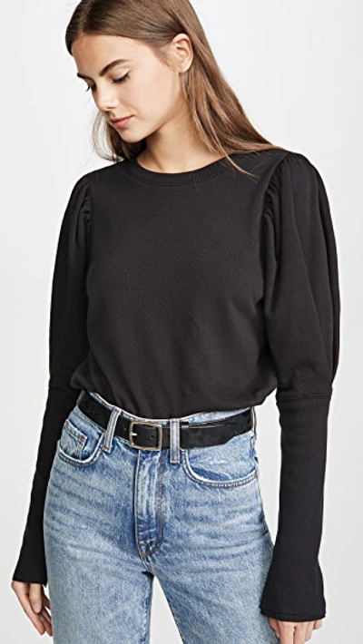 Shop Goldie Puff Sleeve Sweatshirt In Black