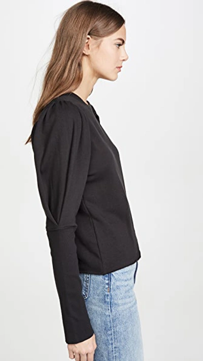 Shop Goldie Puff Sleeve Sweatshirt In Black