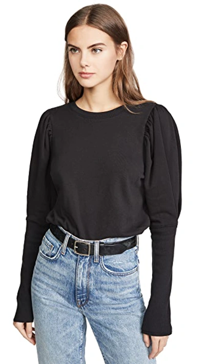 Shop Goldie Puff Sleeve Sweatshirt In Black