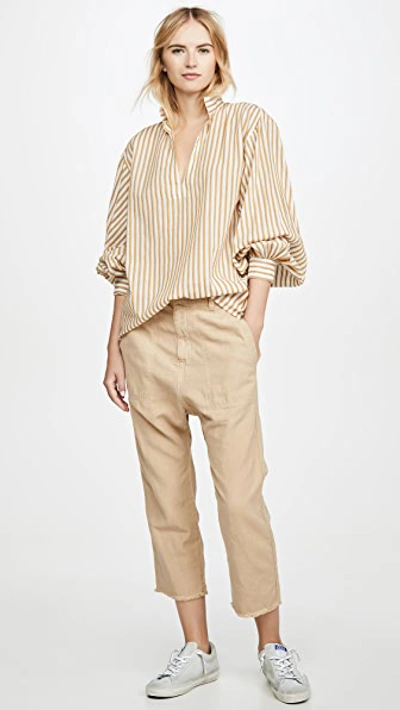 Shop Nili Lotan Joey Top In Ivory/mustard