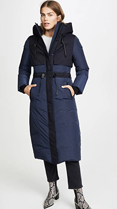 Shop Mackage Leanne Down Jacket In Navy