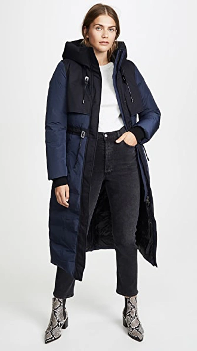 Shop Mackage Leanne Down Jacket In Navy