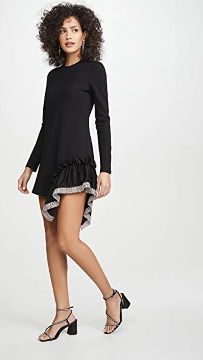 Shop Area Ponte Jersey Crystal Peplum T-shirt Dress In Black