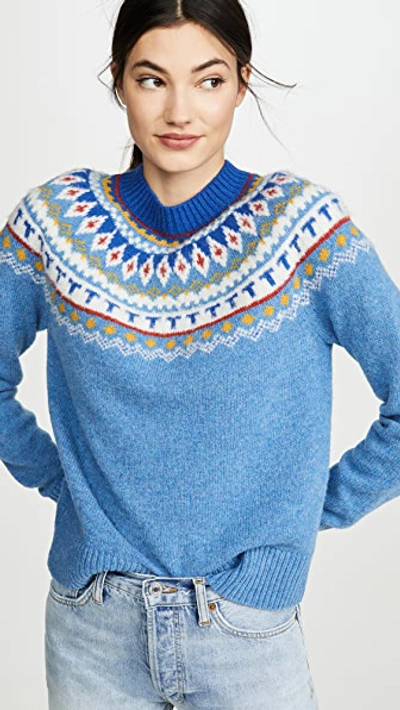 Shop Tory Burch Fairisle Jumper In Light Serene Blue