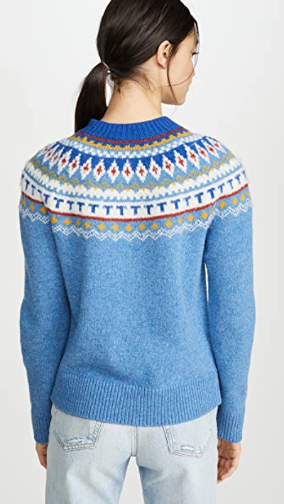 Shop Tory Burch Fairisle Sweater In Light Serene Blue